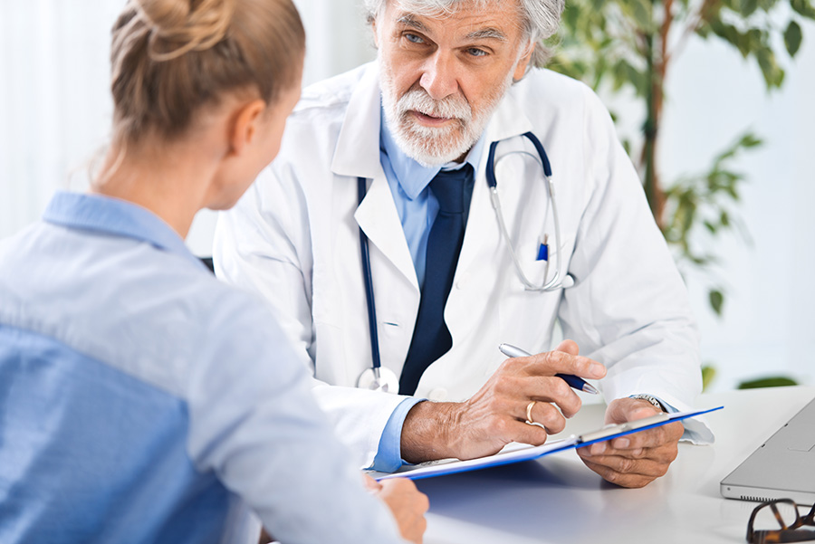 Patient speaking with a primary care physician